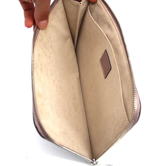 Louis Vuitton Pochette Jour Zip Around PM Taupe Calf Leather Pouch Clutch NEW - Picture 7 of 10